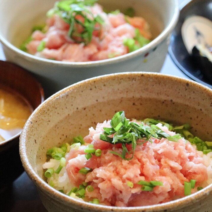 酢飯でさっぱり　お手軽　簡単　ネギトロ丼